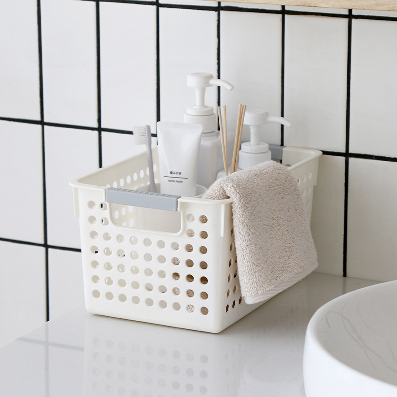 Crested plastic rectangular containing basket Desktop containing basket Kitchen Debris storage basket Bathroom containing basket Basket