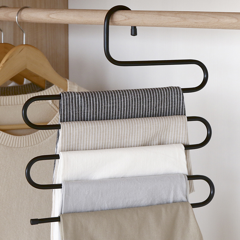 Storage artifact S-shaped multifunctional magic trouser rack wardrobe multi-layer hanger pants rack pants rack hanger