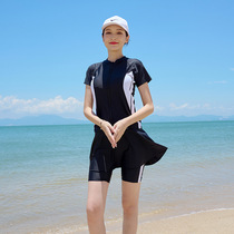 Korean Version Swimsuit Womens Split Sports Cover Slim Sunscreen Short Sleeve Pants Skirt Swimsuit Summer New well off
