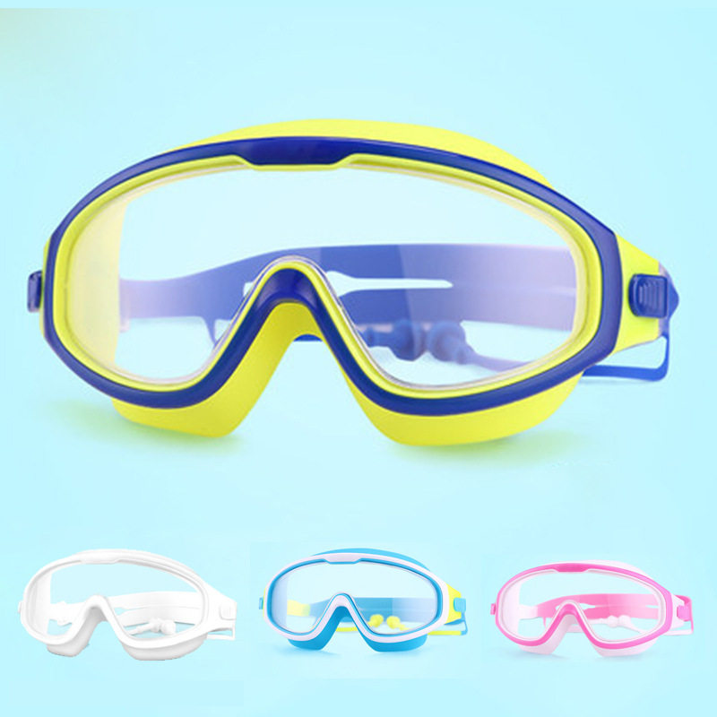 Children's swimming goggles male and female child waterproof anti-fog high-definition comfort large frame 3-14-year-old swimming glasses diving mirror equipment