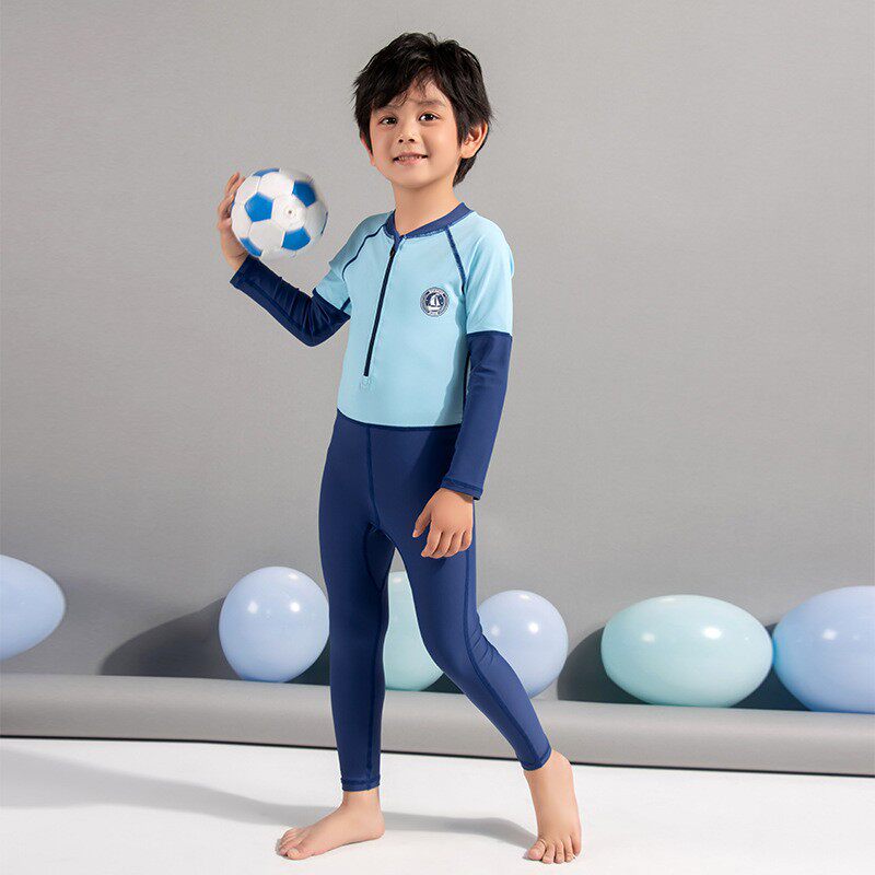 Boy Girl Long Sleeve Long Pants Full-body Conservative Sun Protection Sports Training Swimsuit Children Surf Beach Play Beginner