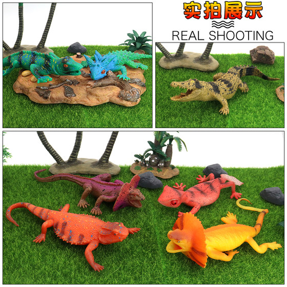 Simulation soft rubber silicone chapter lizard decompression chameleon toy gecko soft model frog animal children's gift