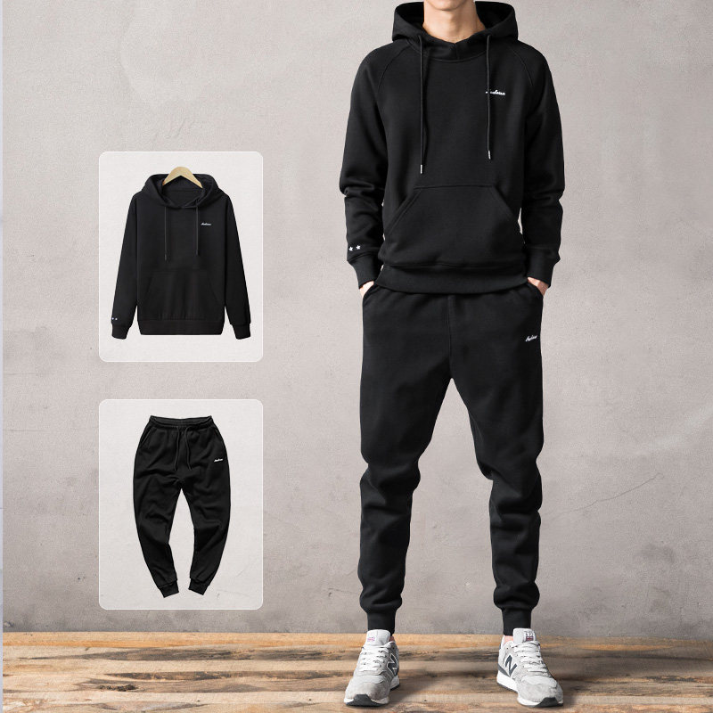 Hoodie suit men's spring 2021 sportswear hoodie first two pieces fall/winter plush and thickened casual wear