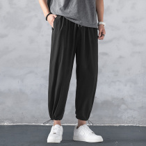 90% pants men 2021 Summer slim draw rope Rope Pants Loose Sport Casual Pants 9 Sub-footed Harlan pants