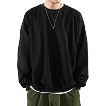 Round collar sweatshirt male loose pure color spring 100 lap clothes ins Chains Chauded autumn and winter style with velvety thickened large code blouses