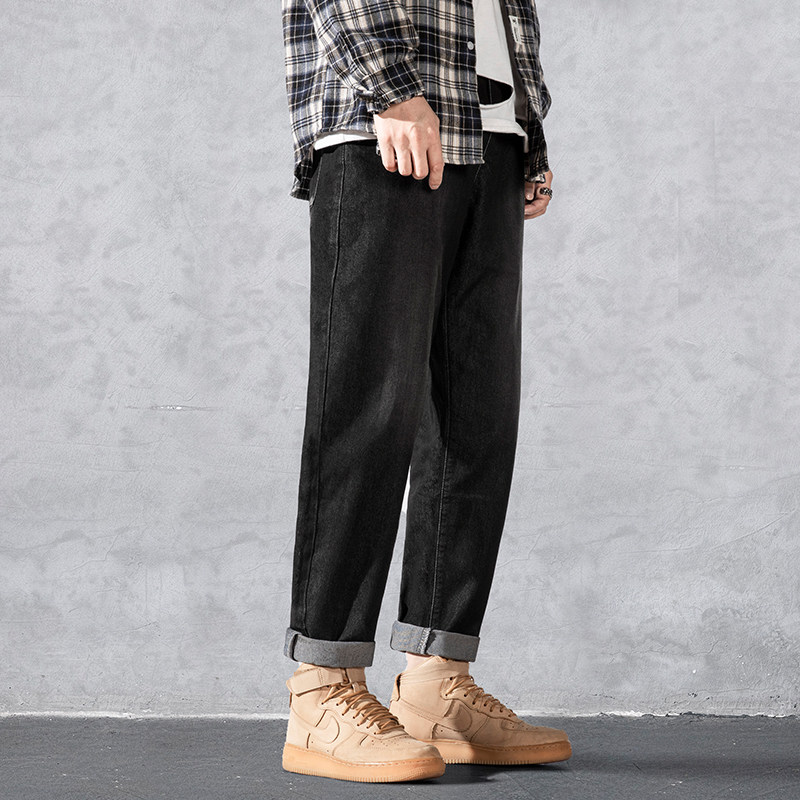 Men's Spring 2021 Straight-cut Trousers Slim-fit Instagram popular logo Slim-Foot Casual Long Trousers