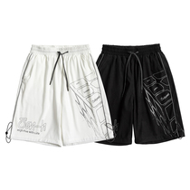 Shorts 50% Pants Summer Men Loose Rope Casual Sports Letters Printed Tide Cards 2021 New Beach Pants