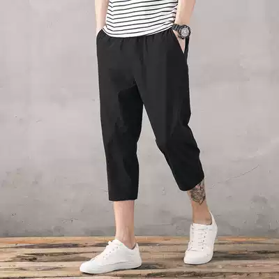Three-point pants Men's summer thin pants casual loose shorts eight-point quick-drying ice silk loose sports seven-point pants