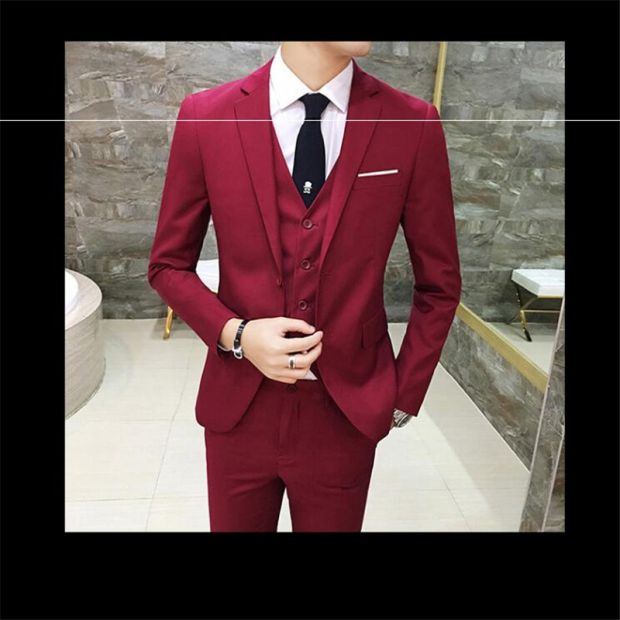 Suit phù hợp với nam giới ba mảnh kinh doanh phù hợp với chuyên nghiệp phương Tây trang trí cơ thể phù rể chú rể váy cưới nam mùa thu áo dạ nam