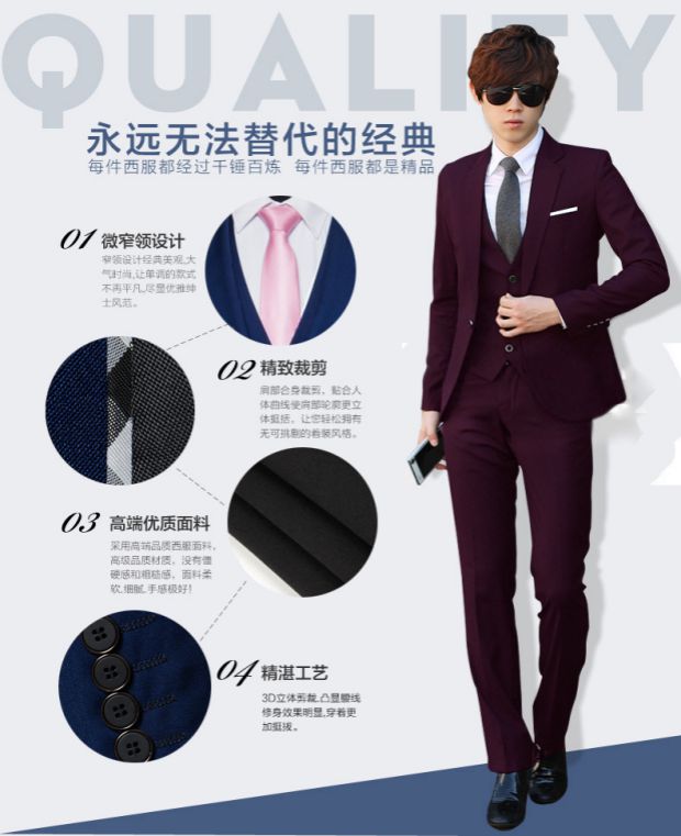 Bộ đồ vest nam ba mảnh phù hợp với bộ đồ mỏng kinh doanh chuyên nghiệp mặc mùa mùa chú rể chú rể suit nam