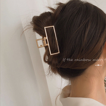 Golden hollow French elegant temperament big hairclip female back head clip headdress Net red ins hair grab clip tide