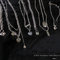 Double titanium steel necklace love niche design sense ins hip hop choker men and women tide sweater chain ornaments