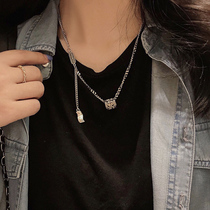 Abacus ins titanium chain tide simple cold wind European and American hip hop pendant necklace men and women accessories sweater chain