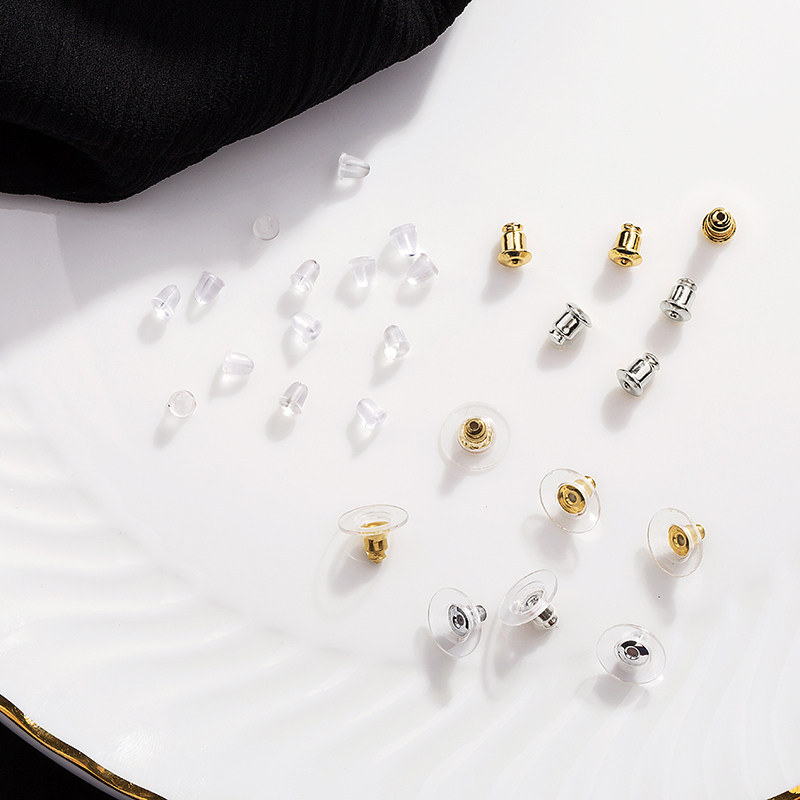 Bullet head ear plug Ear needle back choke plug Transparent silicone rubber plastic earring earplugs handmade DIY jewelry accessories