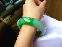 Natural jade bracelet jade bracelet ice type floating flower Jade round noble concubine bracelet green jade jade bracelet womens model