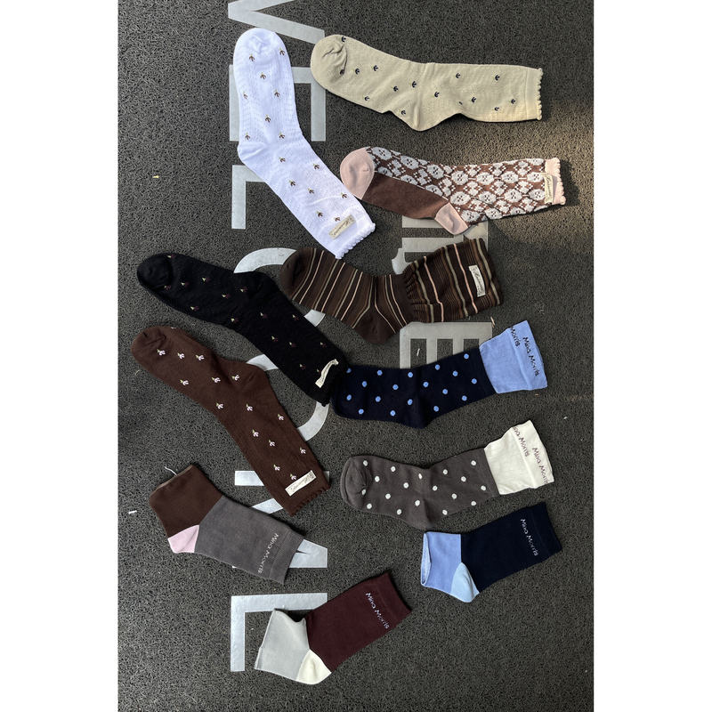 Mina Morris Designer Brand Floral Straight-Leg Socks, Color-Blocked Sock Covers, Mid-Calf Socks for Women, and Are Suitable for All Seasons
