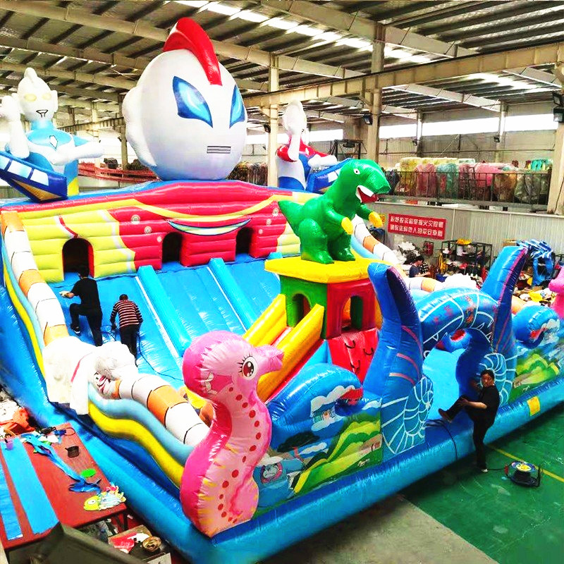 Inflatable Castle Slides Outdoor Large Land Trespass Children Trampoline Bungee Jumping Bed New Cake Jumping Bed Pleasure Equipment