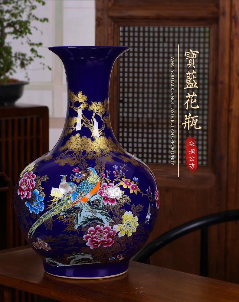 Jingdezhen large ground ceramic vases, flower arrangement craft sitting room of Chinese style household adornment TV ark, furnishing articles