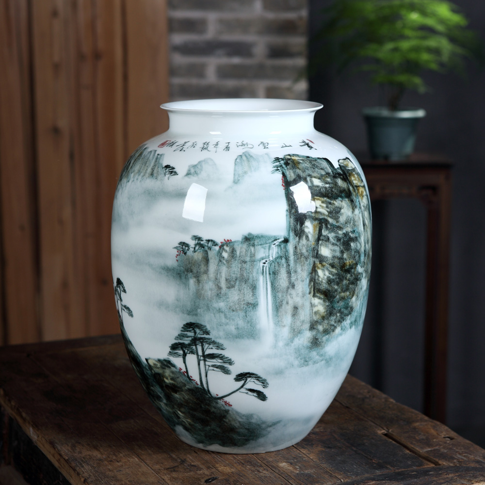 Jingdezhen ceramics furnishing articles by hand - made vases, flower arrangement sitting room of Chinese style household decoration decoration TV ark