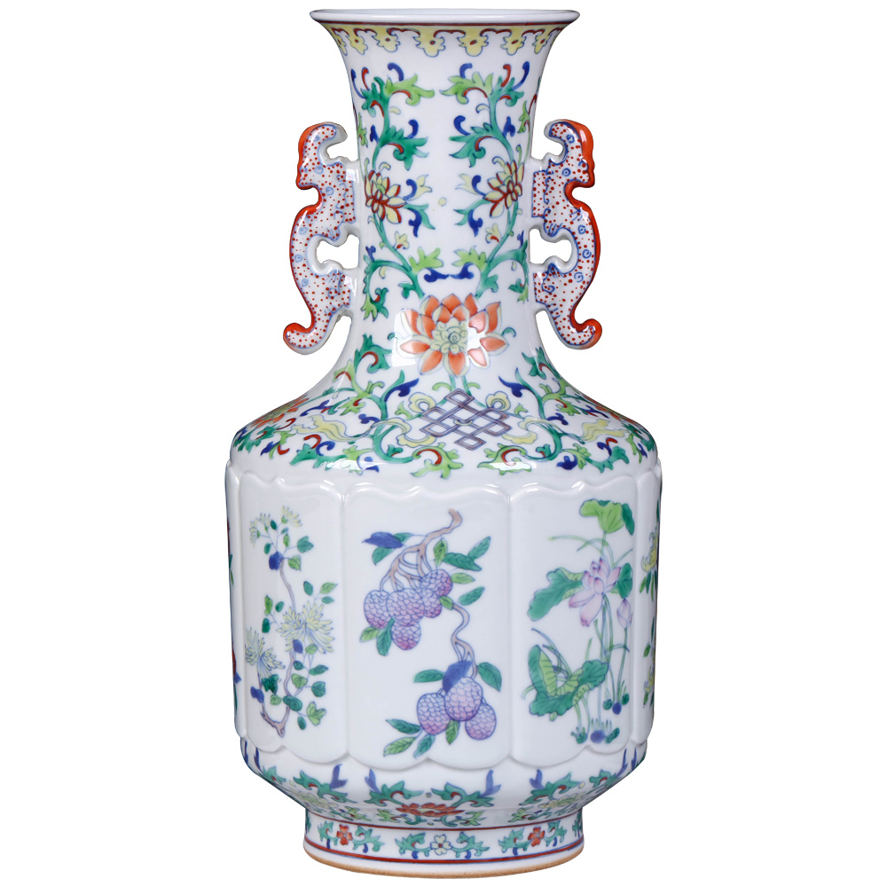 Jingdezhen blue and white color bucket ears porcelain vase antique ceramics jade bottles of the sitting room of Chinese style household adornment furnishing articles