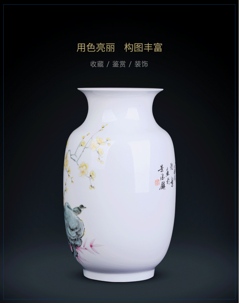 Jingdezhen blue and white porcelain vases, pottery and porcelain furnishing articles famous hand - made of new Chinese style household adornment of the sitting room porch