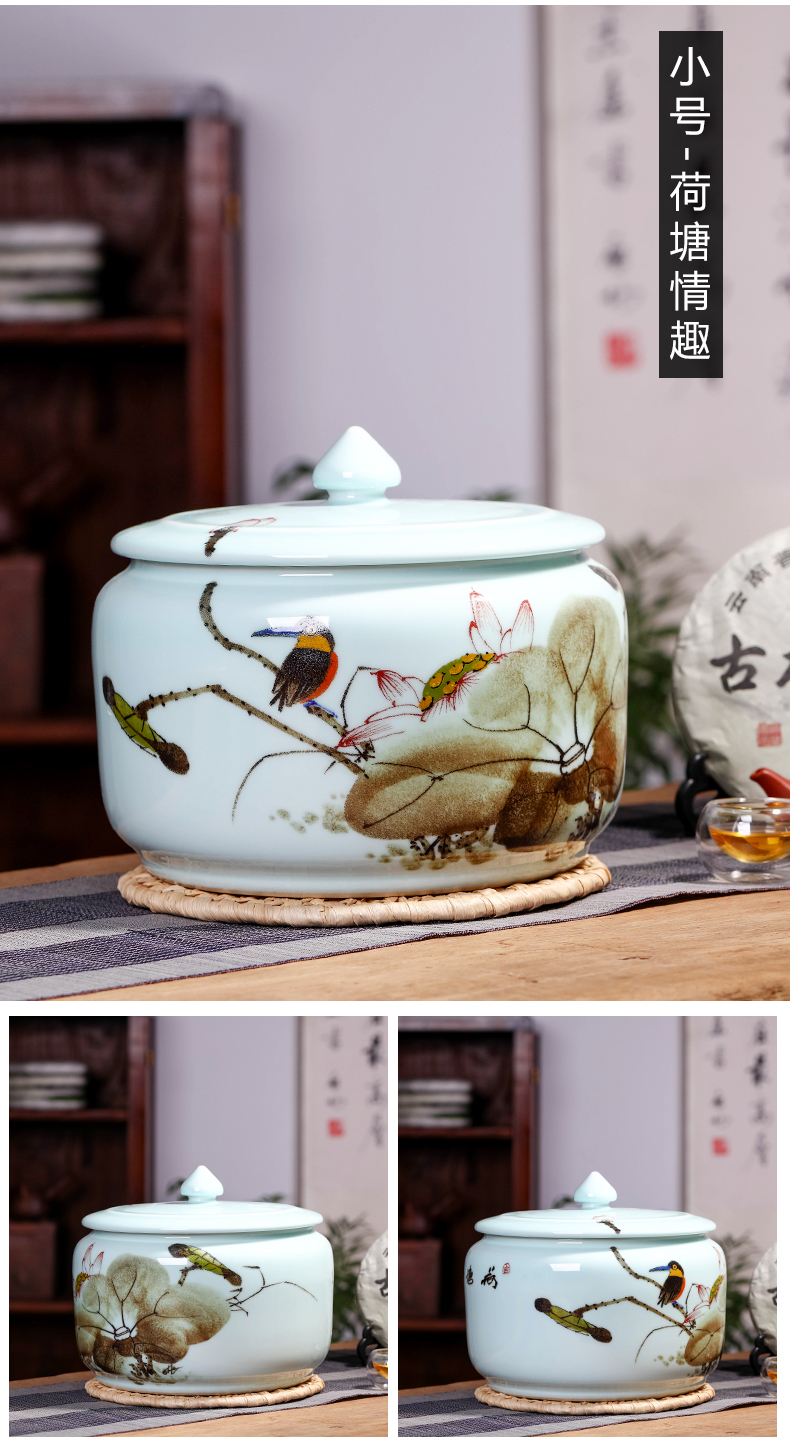 Jingdezhen ceramic nostalgia barrel storage bins flour bin 20 jins insect - resistant household seal canned ricer box