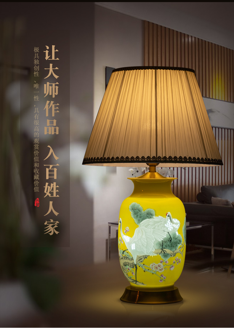 Jingdezhen ceramics furnishing articles pine knife clay crane, prolong lamp vases, new Chinese style adornment bedroom berth lamp