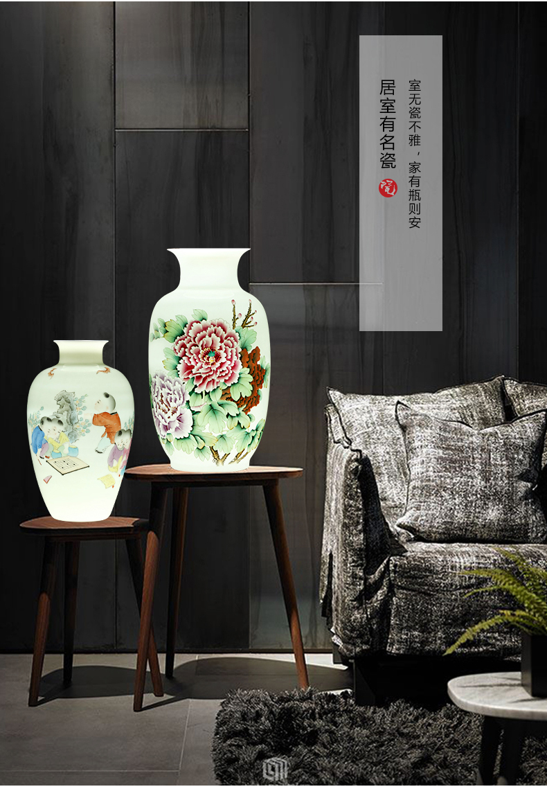 Jingdezhen ceramic vases, flower arranging large hand - made famille rose porcelain of new Chinese style household adornment TV ark, furnishing articles