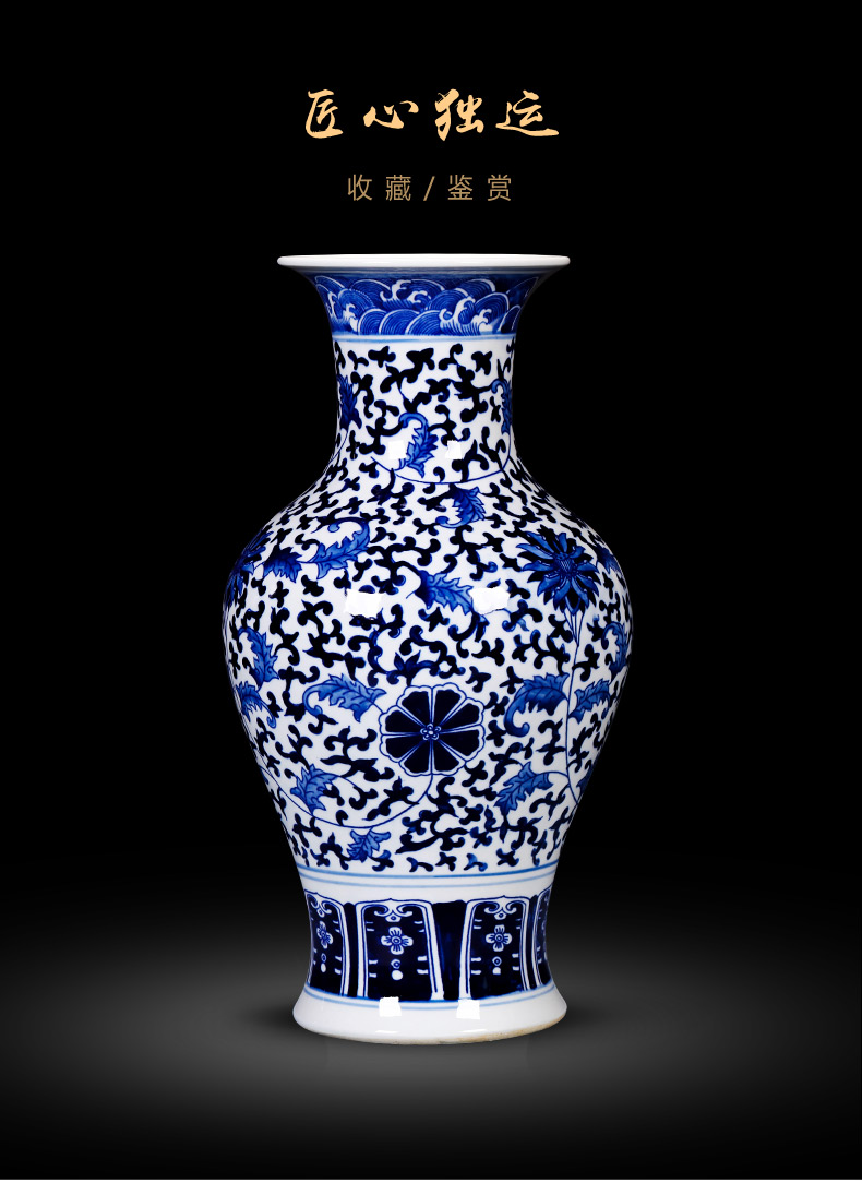 Jingdezhen blue and white porcelain general large pot sitting room place porch decoration of Chinese style household archaize ceramic vase