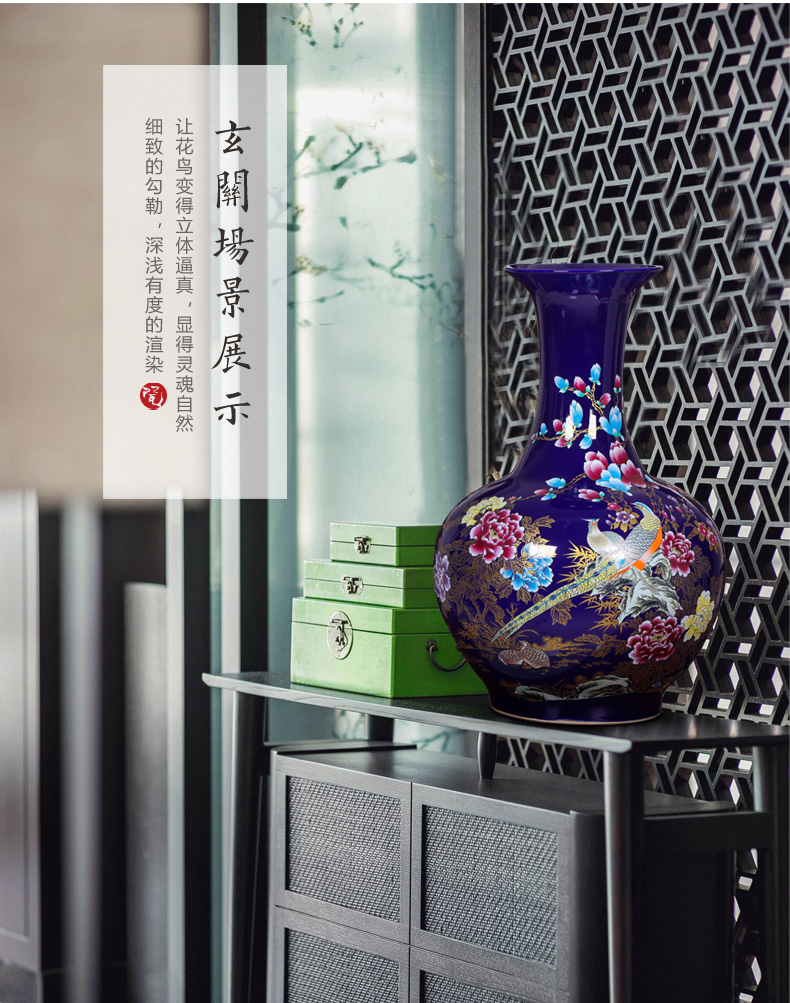 Jingdezhen large ground ceramic vases, flower arrangement craft sitting room of Chinese style household adornment TV ark, furnishing articles