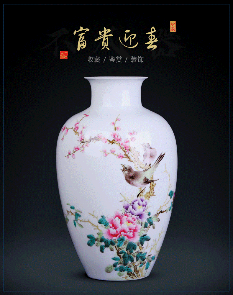 Jingdezhen blue and white porcelain vases, pottery and porcelain furnishing articles famous hand - made of new Chinese style household adornment of the sitting room porch