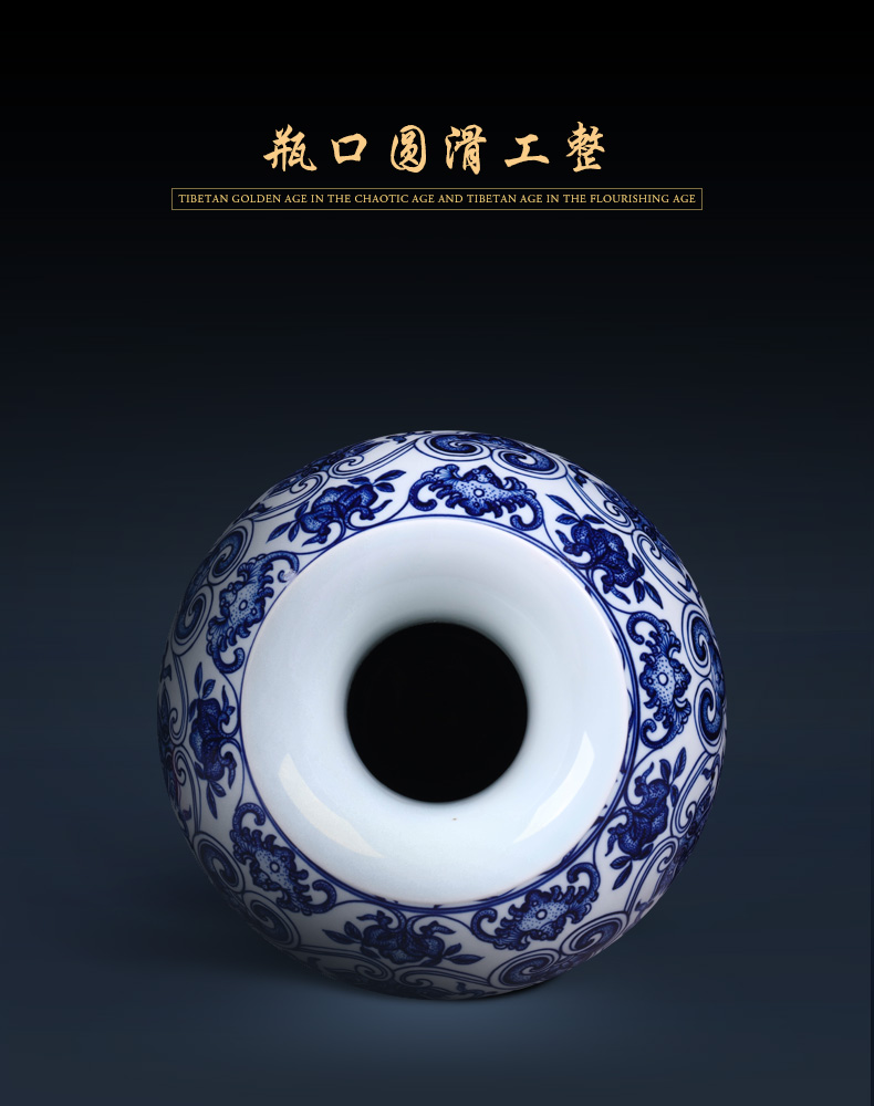 Jingdezhen ceramics archaize sitting room of large Chinese blue and white porcelain vase flower arranging household adornment rich ancient frame furnishing articles