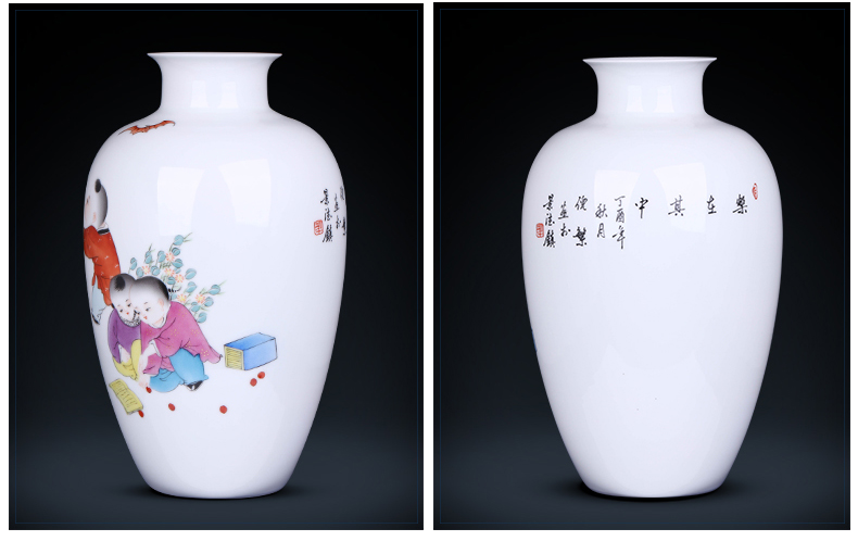 Jingdezhen ceramic vases, flower arranging large hand - made famille rose porcelain of new Chinese style household adornment TV ark, furnishing articles