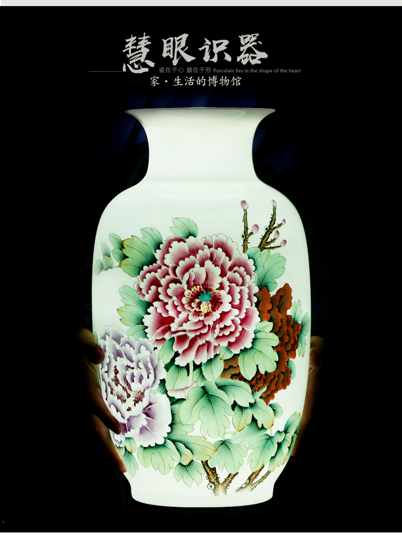 Jingdezhen ceramic vases, flower arranging large hand - made famille rose porcelain of new Chinese style household adornment TV ark, furnishing articles