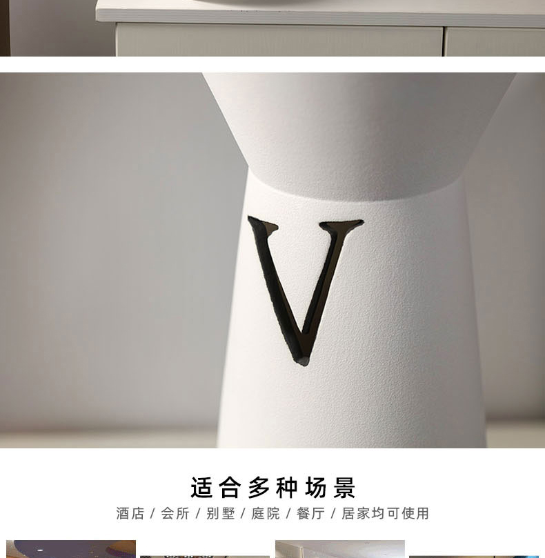 Nordic design is pure white ceramic vase medium contracted wind letter sitting room adornment is placed between example desktop