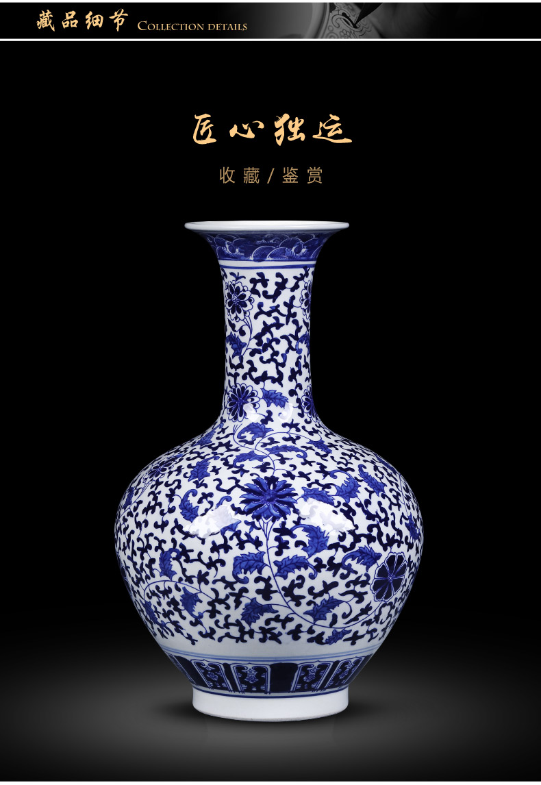 Jingdezhen blue and white porcelain general large pot sitting room place porch decoration of Chinese style household archaize ceramic vase