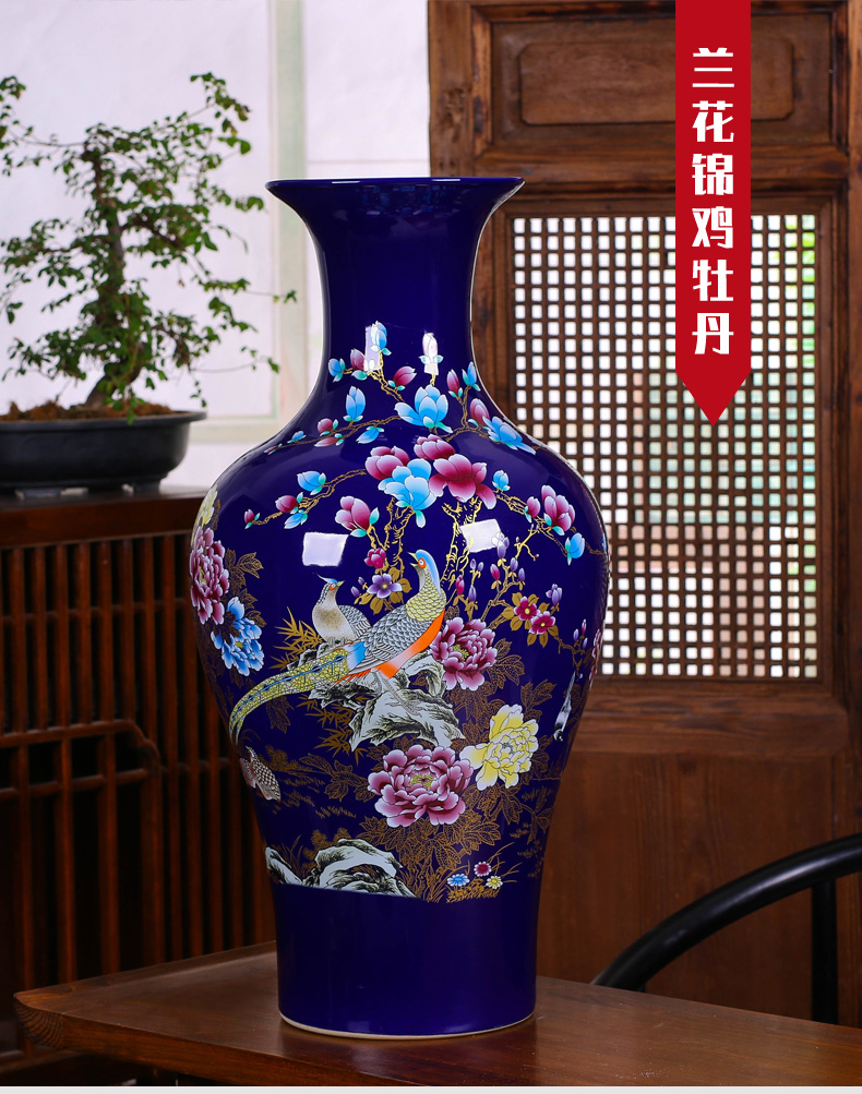 Jingdezhen large ground ceramic vases, flower arrangement craft sitting room of Chinese style household adornment TV ark, furnishing articles