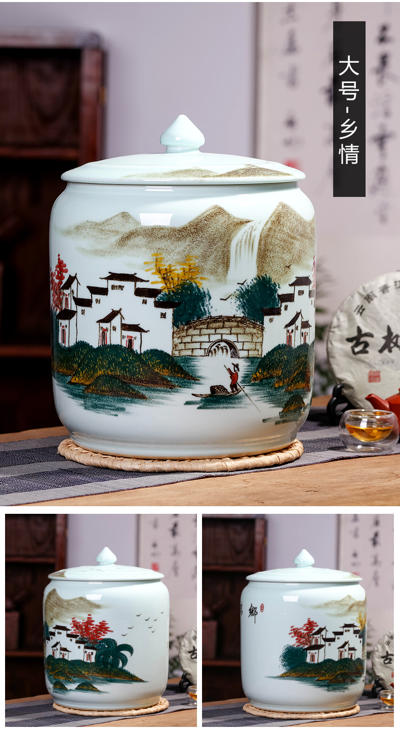 Jingdezhen ceramic nostalgia barrel storage bins flour bin 20 jins insect - resistant household seal canned ricer box