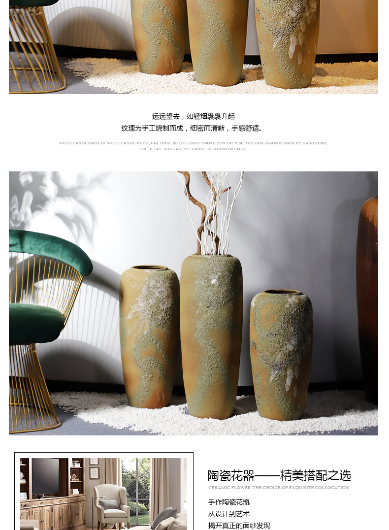 Jingdezhen be born long dry flower vase planting large restoring ancient ways is the sitting room TV ark, high furnishing articles nostalgic ceramics web celebrity