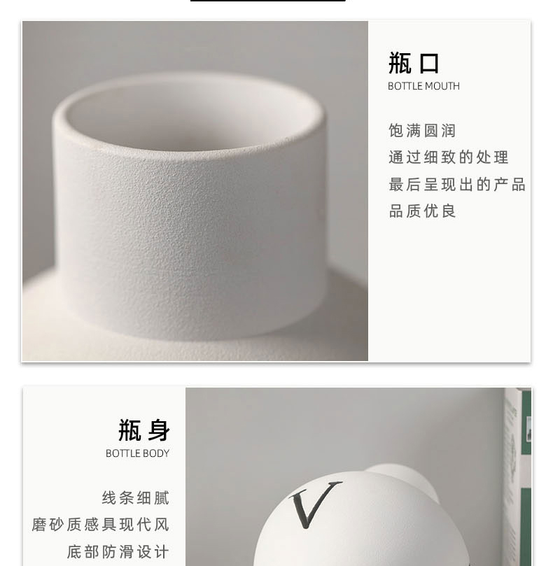 Nordic design is pure white ceramic vase medium contracted wind letter sitting room adornment is placed between example desktop