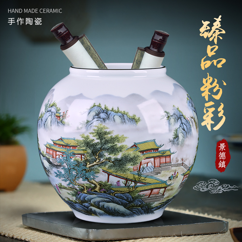 Jingdezhen ceramics, vases, flower arranging enamel jar decorations living room TV cabinet office handicraft furnishing articles