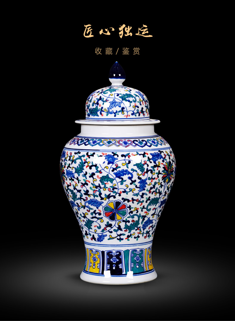 Jingdezhen blue and white porcelain general large pot sitting room place porch decoration of Chinese style household archaize ceramic vase