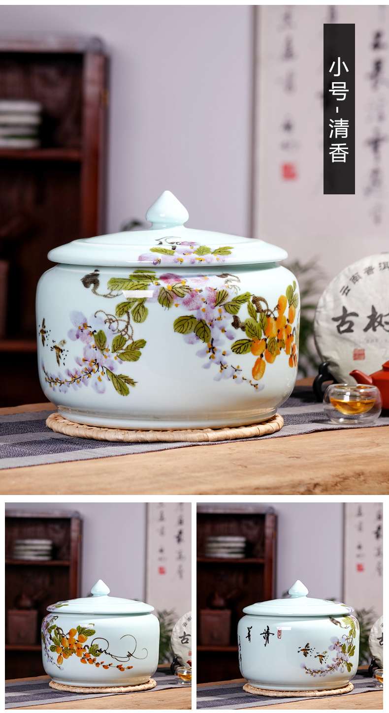 Jingdezhen ceramic nostalgia barrel storage bins flour bin 20 jins insect - resistant household seal canned ricer box