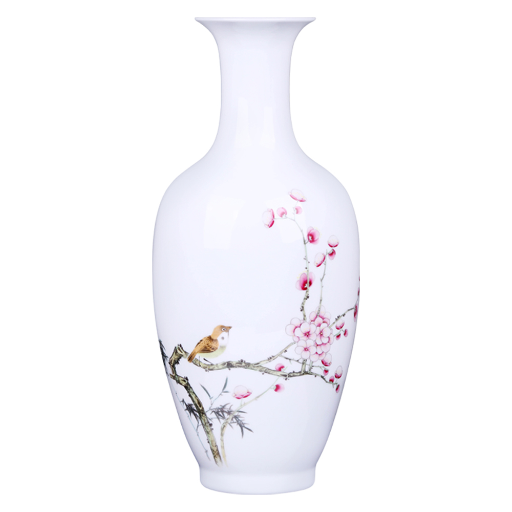 Jingdezhen ceramics flower arranging hand - made the name plum and the bamboo harbinger vases, new Chinese style porch place TV ark, adornment