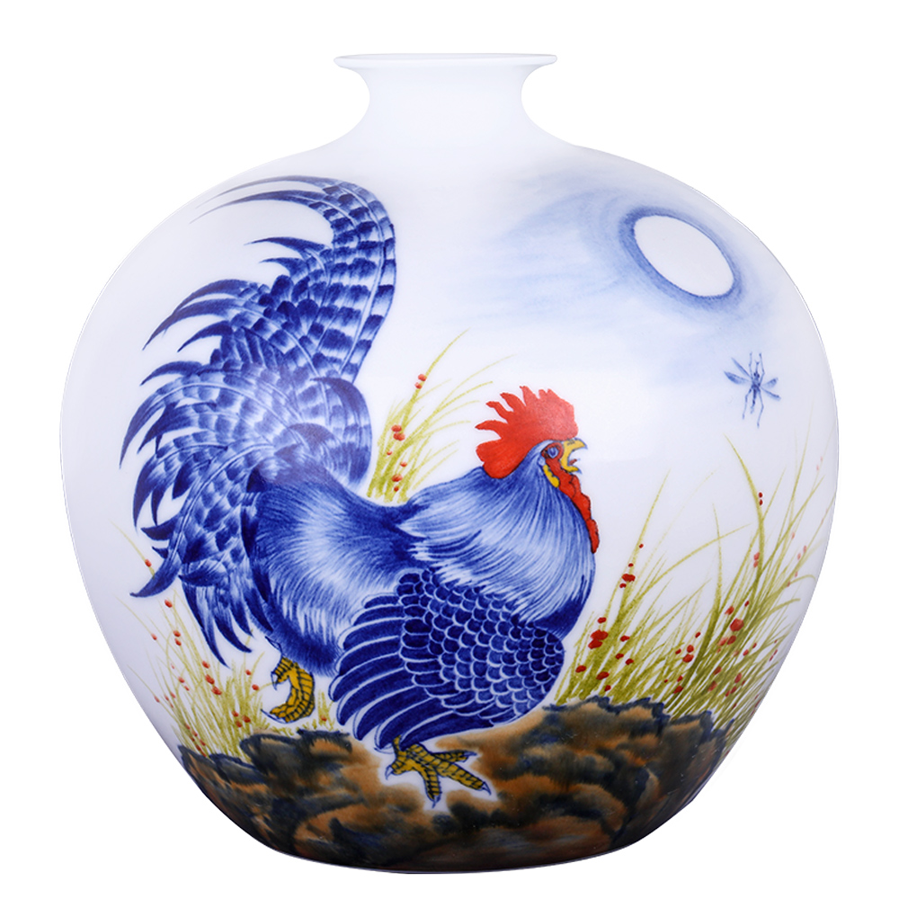 Jingdezhen blue and white porcelain vases, flower arrangement sitting room place prosperous Chinese style household act the role ofing is tasted TV ark, decoration