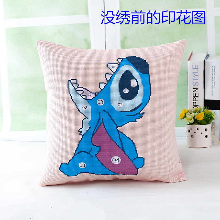 Cross stitch gối nhân vật hoạt hình Stitch gối ngủ sofa gối đệm lễ hội xe hơi - Công cụ & phụ kiện Cross-stitch tranh thêu chữ thập lưu thủy sinh tài