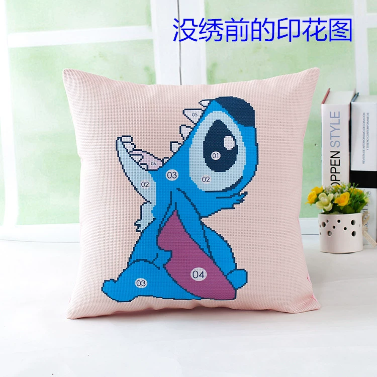 Cross stitch gối nhân vật hoạt hình Stitch gối ngủ sofa gối đệm lễ hội xe hơi - Công cụ & phụ kiện Cross-stitch tranh tự thêu