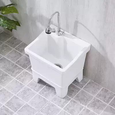 Ceramic mop pool basin household balcony dressing room wash mop basin column type tall foot outdoor Pier pool sink bucket