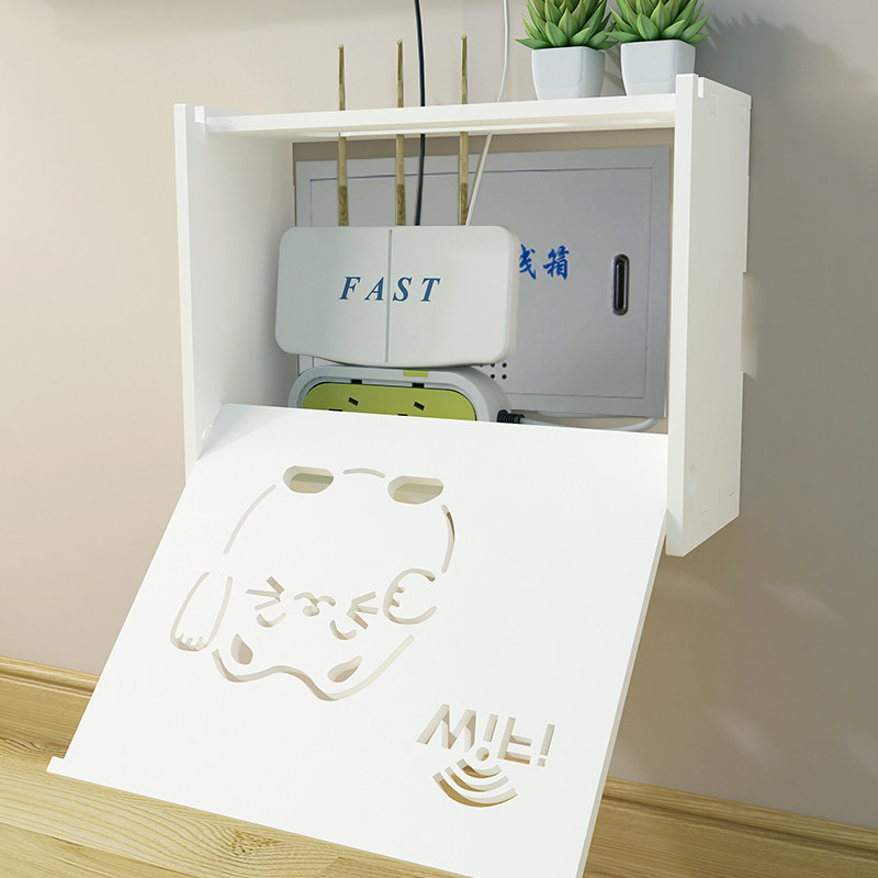 Multimedia box Deepen the occlusion wireless router wifi free hole wall shelf Wall decorative storage box