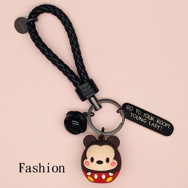 Mickey car keychain female ins cartoon cute leather car key pendant ring chain couple gift